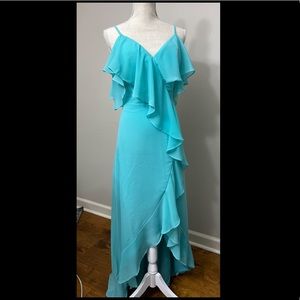 Chong Xiao Bohemian Bridesmaid Dress - size 12 - spa blue colored
